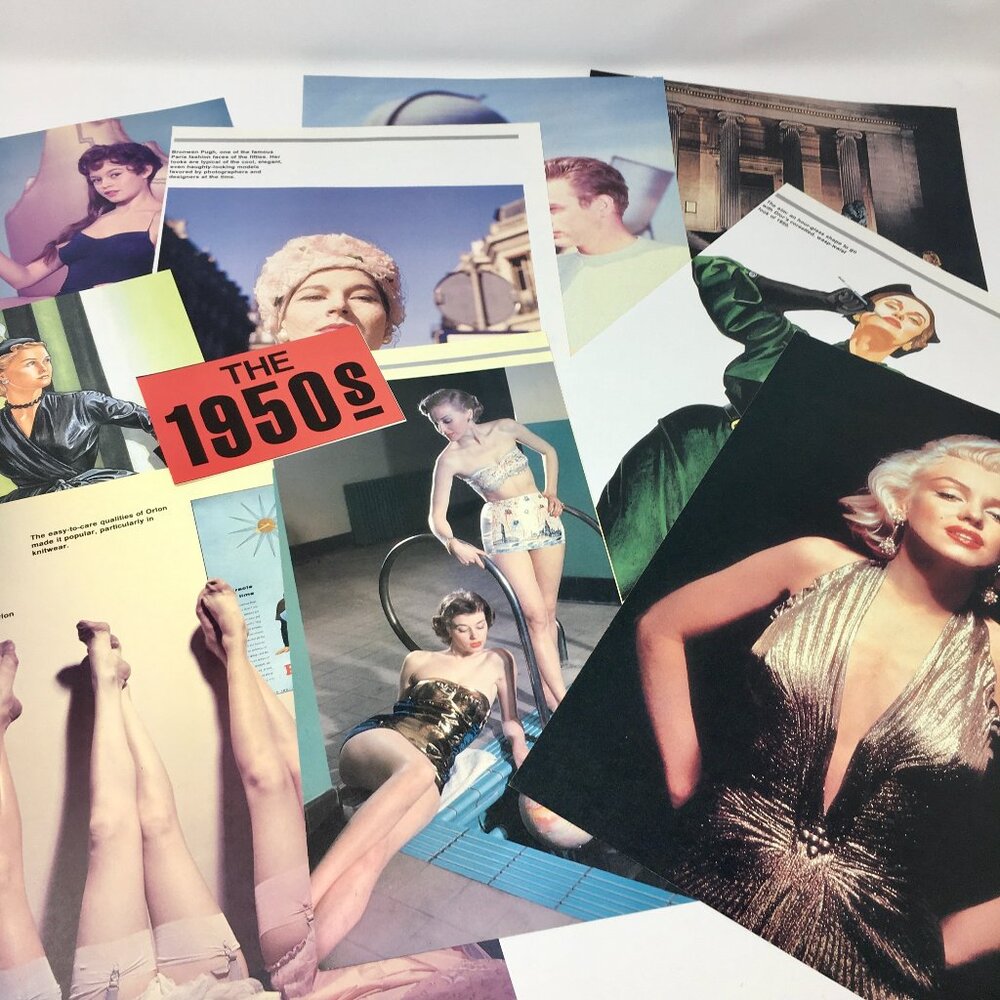 1950s Ephemera Women’s Fashion Culture Cinema Junk Journal Print Photo Bundle